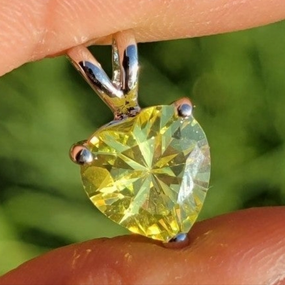 💛 Fine Stamped 925 Yellow Topaz Heart Necklace Pendant 💛